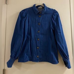 Sezane Fitted Denim Long Sleeve Top size 38/6